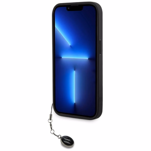 Karl Lagerfeld Saffiano Rhinestones & Charm dėklas telefonui iPhone 15 Pro - juodas