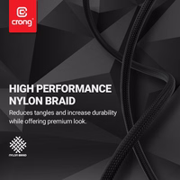 Crong Armor Link - 60W PD 3A USB-A to USB-C laidas 25cm (juodas)