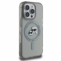 Karl Lagerfeld IML Metal Karl&Choupette Head magnetinis dėklas telefonui iPhone 16 Pro - juodas