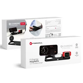 FORCELL F-ENERGY MagNetix 3w1 Qi2 20,5W belaidis įkroviklis suderinamas su MagSafe juodas