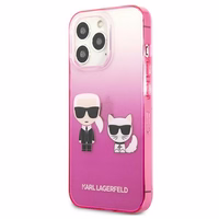 Karl Lagerfeld Gradient Ikonik Karl&Choupette dėklas iPhone 13 Pro / iPhone 13 – rožinis
