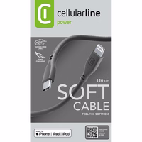 Cellularline Soft laidas - USB-C to Lightning laidas MFi certified 1.2 m (juodas)
