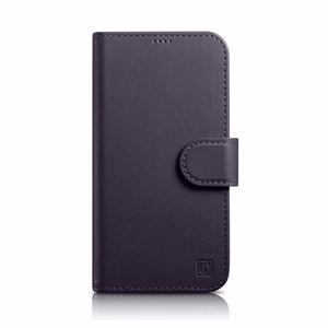 iCarer Piniginės dėklas 2in1 viršelis iPhone 14 Plus Anti-RFID odinis atverčiamas dėklas tamsiai violetinis (WMI14220727-DP)