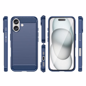 Carbon dėklas telefonui iPhone 16 Plus - mėlynas