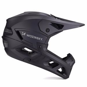 Wozinsky visą veidą dengiantis dviračio šalmas su nuimamu skydeliu, 60–62 cm, juodas