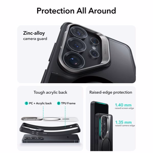 ESR Classic Hybrid Kickstand MagSafe dėklas, skirtas "Samsung Galaxy S26 Ultra" - skaidrus, juodas