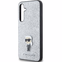 Karl Lagerfeld Fiksuotas Blizgus Ikonik Logotipas Metal Pin dėklas Samsung Galaxy A35 - sidabrinis