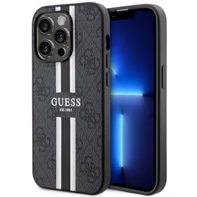Guess GUHMP14LP4RPSK iPhone 14 Pro 6.1" juodas/juodas kietas dėklas 4G Printed Stripes MagSafe