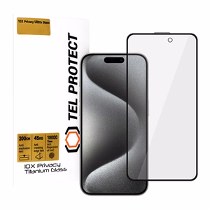 Grūdintas stiklas Tel Protect 10X Privacy Titanium for Iphone 15 Pro (vokas)