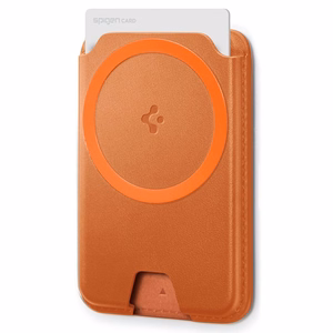Spigen Valentinus MagFit+ magnetinis „MagSafe“ kortelių dėklas telefonui – oranžinis