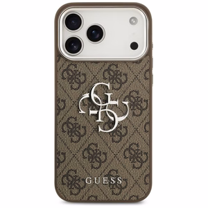 Guess Чехол для iPhone 17 Pro Max GUHCP17XP4G4SMCW (4G PU Leather Case with Big 4G and Classic Logo and Silver Metal Camera Frame) коричневый