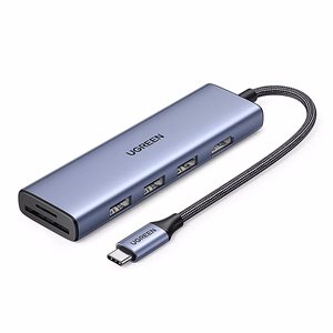 Ugreen CM511 20956A 6in1 šakotuvas USB-C - HDMI / 3x USB-A 3.0 / SD/TF kortelių skaitytuvas - pilkas