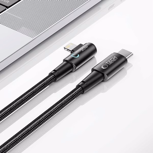 "Tech-Protect UltraBoost L" kabelis "Lightning" (kampinis) / USB-C (tiesus) PD 20W 3A 1 m - pilkas