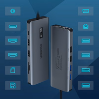 Choetech daugiafunkcis HUB su ekranu 12in1 USB-C į USB-C / USB-A / HDMI / VGA / AUX / SD / TF pilkas (HUB-M26)