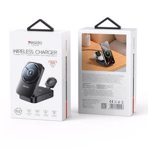 YESIDO INDUCTIVE ĮKROVIKLIS DS27 15W (STAND) 3IN1 FOR APPLE WATCH juodas