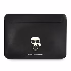 Karl Lagerfeld Sleeve Saffiano Ikonik Karl 16" Laptop Bag - Black
