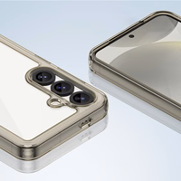 Kosmoso dėklas Samsung Galaxy S25 Edge su lanksčiu rėmu - pusiau permatomas, juodas