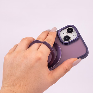 Dėklas telefonui Mag Ring su sukiojamu žiedu iPhone 15 Pro 6,1" violetinis