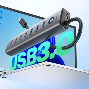 "Orico CL7U-U3" šakotuvas 7x USB-A 3.0 + USB-C 5V/3A 1 m - pilkos spalvos