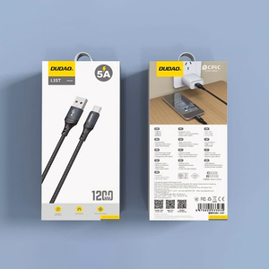 Dudao L3ST USB-A–USB-C kabelis, 5 A, 3,0 m, juodas