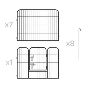 REBEL ANIMALS modular steel dog playpen, size S, 8 panels, 80 × 60 cm