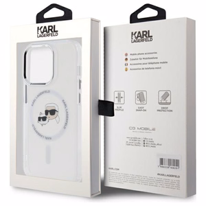 IML Metal Karl & Choupette Head MagSafe Dėklas telefonui iPhone 14 Pro Max - baltas