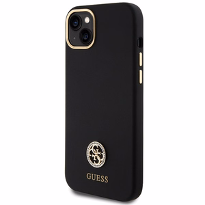 Guess Silikoninis Logo Strass 4G Dėklas telefonui iPhone 15 Plus / 14 Plus 6.7" - juodas