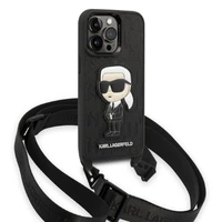 Karl Lagerfeld KLHCP14LSTKMK iPhone 14 Pro 6.1" kietasis dėklas juodas/juodas Monograminis Ikonik Patch