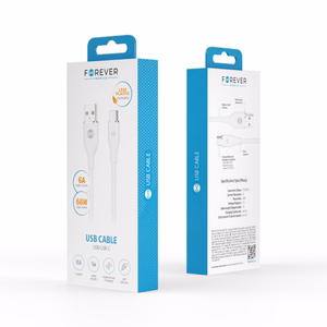 "Forever" kabelis USB - USB-C 1,0 m 6A baltas