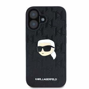 Karl Lagerfeld Monograma Karl Galva Smeigtukas iPhone 16 Dėklas - Juodas