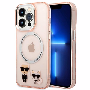 Karl Lagerfeld KLHMP14XHKCP iPhone 14 Pro Max 6.7 "kietasis dėklas rožinis / rožinis Karl & Choupette aliuminis Magnetinis