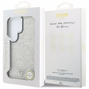 Guess dėklas Fixed Glitter Triangle MagSafe for Samsung Galaxy S26 Ultra sidabrinis