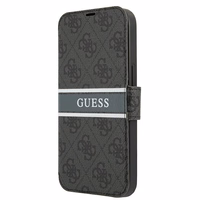 Guess GUBKP13S4GDGR iPhone 13 mini 5.4" pilkas/pilkas knygos tipo dėklas 4G Stripe