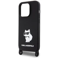 Karl Lagerfeld KLHCP15XSCBSCNK iPhone 15 Pro Max 6.7" kietas dėklas juodas/juodas Crossbody Silikoninis Choupette