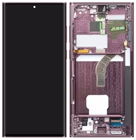Ekranas Samsung S908 S22 Ultra su lietimui jautriu stikliuku ir rėmeliu Burgundy originalus (service pack)