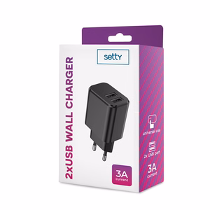 Setty charger 2x USB 3A black