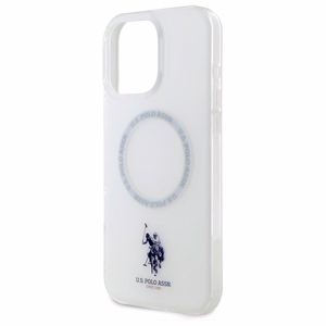 US Polo IML Ring MagSafe iPhone 16 Pro dėklas - baltas