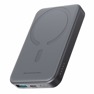 Mini magnetinė išorinė baterija Joyroom JR-W020 5000mAh USB-A USB-C 20W (juoda) + USB-C / USB-C laidas