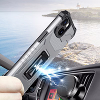 Permatomas žiedinis dėklas su stovu, tvirtas ir atsparus smūgiams, skirtas iPhone 12 mini, juodas