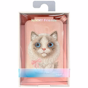 Nimmy New Big-Eye Cute Pets 2.0 Cat magnetinis „MagSafe“ kortelių dėklas telefonui su stovu – rožinis