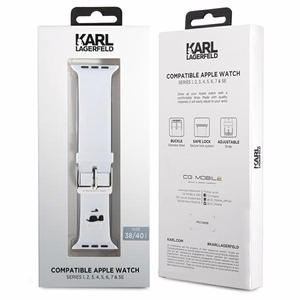 Karl Lagerfeld 3D Rubber Choupette Heads dirželis baltas skirtas Apple Watch 38/40/41mm