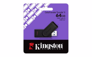 Kingston Technology DataTraveler Exodia S USB atmintukas 64 GB USB A tipo 3.2 Gen 1 (3.1 Gen 1) Juoda