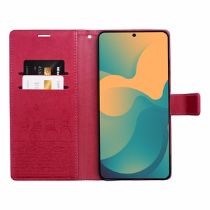 MEZZO Book Dėklas SAMSUNG A57 katės raudonas