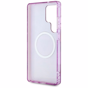 GUESS dėklas SAMSUNG S25 Ultra GUHMS25LHFLPEDU (Magnetinis IML metalinis blizgesys gėlių trikampis) violetinė