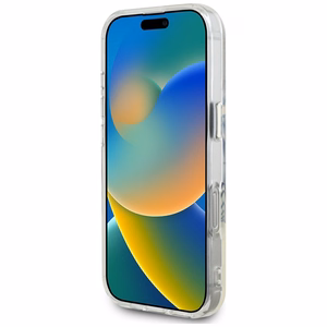 Guess IML Metal Colored Circle Classic Logo Magnetinis dėklas telefonui iPhone 16 Pro - pilkas