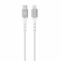 Kabelis Blavec Cable Raptor pluoštinis - Type-C į Lightning - PD 20W 2,4A 0,25 m Apple CarPlay (CRA-CL24WS025) baltas-sidabrinis
