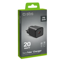 SBS TETRGAN1C20K 20W GaN USB-C sieninis įkroviklis su Power Delivery - juodas
