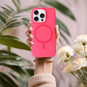 Magnetinis plonas silikoninis dėklas telefonui Iphone 16e (m) - rožinis