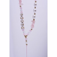 HAPPY telefono dirželis, pakabukas / virvelės ilgis 44 cm (22 cm kilpoje) / ant rankos – šviesiai rožinis