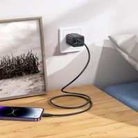 Įkroviklis telefonui Hoco 2 x USB C + 2 x USB A QC3.0 PD 3A 20W + kabelis USB C į Lightning N55 juodas